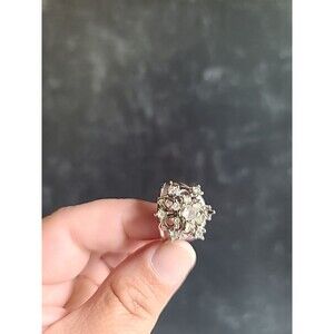 18KTHGE Rhinestone Cocktail Ring Vintage, READ, FAIR CONDITION, Size US  8